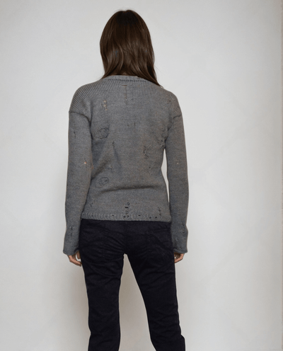 Agatha All Along Joe Locke distressed sweater, gray cable knit pullover, handmade Wiccan outfit, unique punk style.