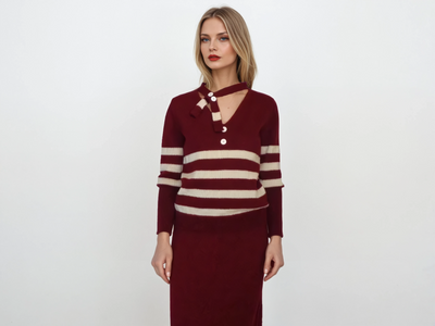 Red burgundy skirt set knitted -Bonnie Parker costume
