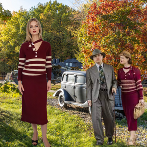 Bonnie and Clyde Costume red  skirt suit set womens 
