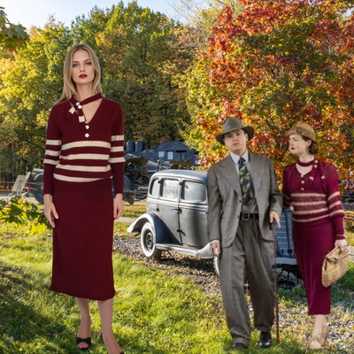 Bonnie and Clyde Costume red  skirt suit set womens 
