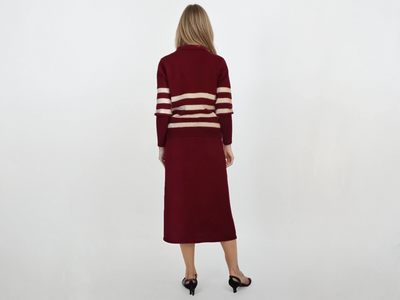 Red burgundy skirt set knitted -Bonnie Parker costume