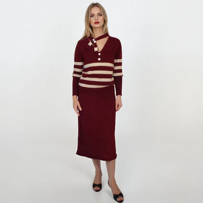Red burgundy skirt set knitted -Bonnie Parker costume