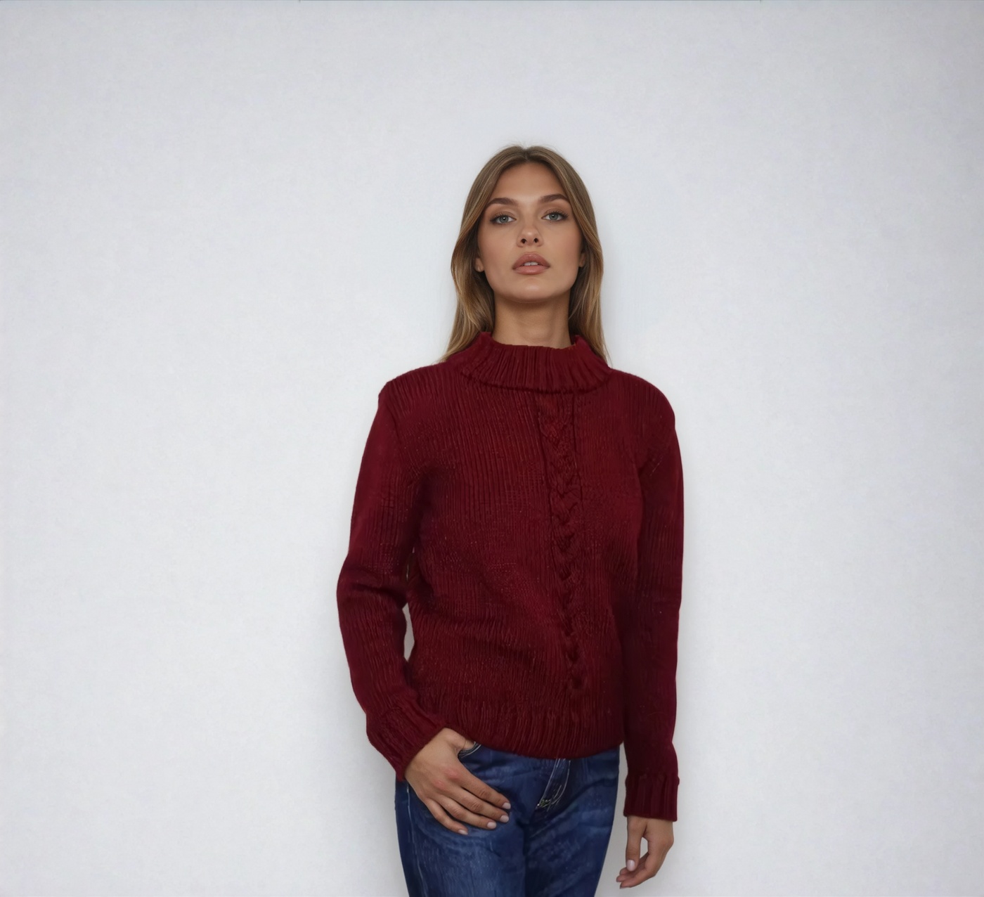 When Harry Met Sally, Meg Ryan's Iconic Chunky knit Burgundy red Cable  knit style sweater handmade knitwear