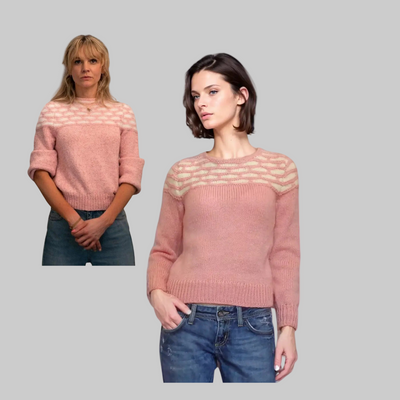 Honeycomb  Pink white pullover   