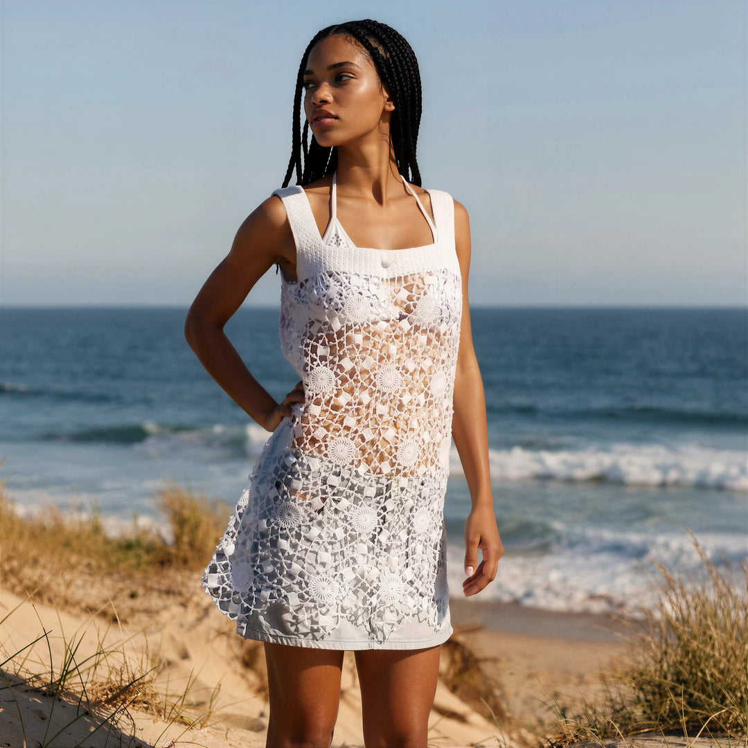 Lace Dress White Short