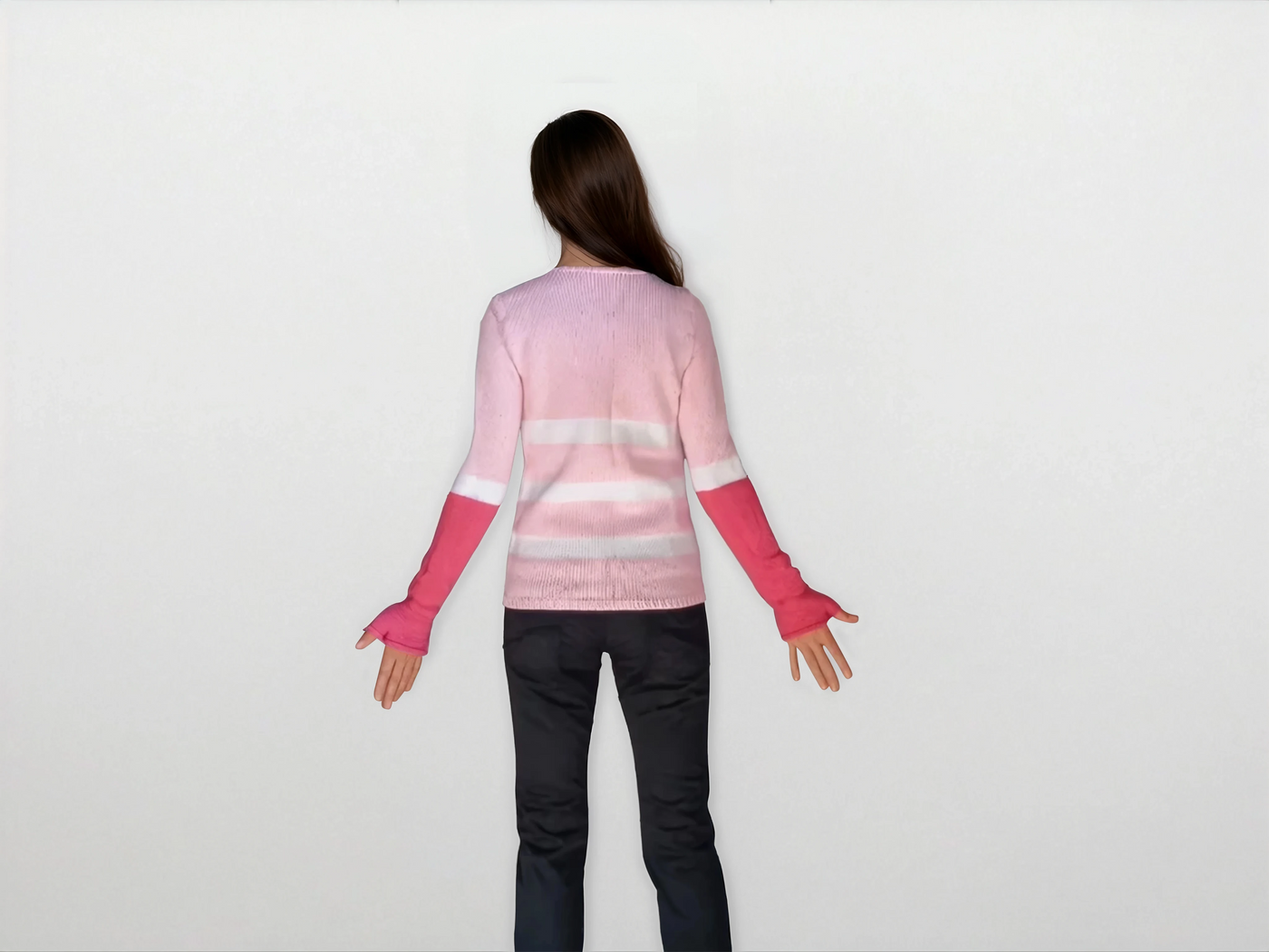 Angel Dust heart fweater pink striped Hazbin hotel merch Thumbhole cuffs Jumper