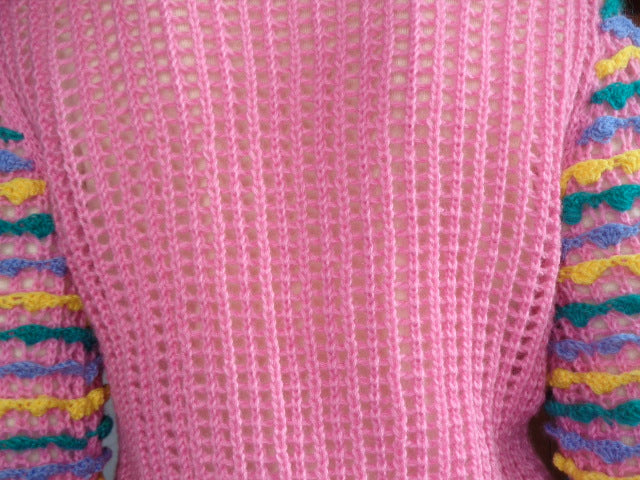 Crochet Striped Cardigan Rainbow - Women’s Knit Sweater