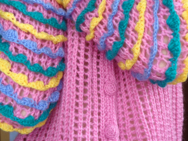 Crochet Striped Cardigan Rainbow - Women’s Knit Sweater