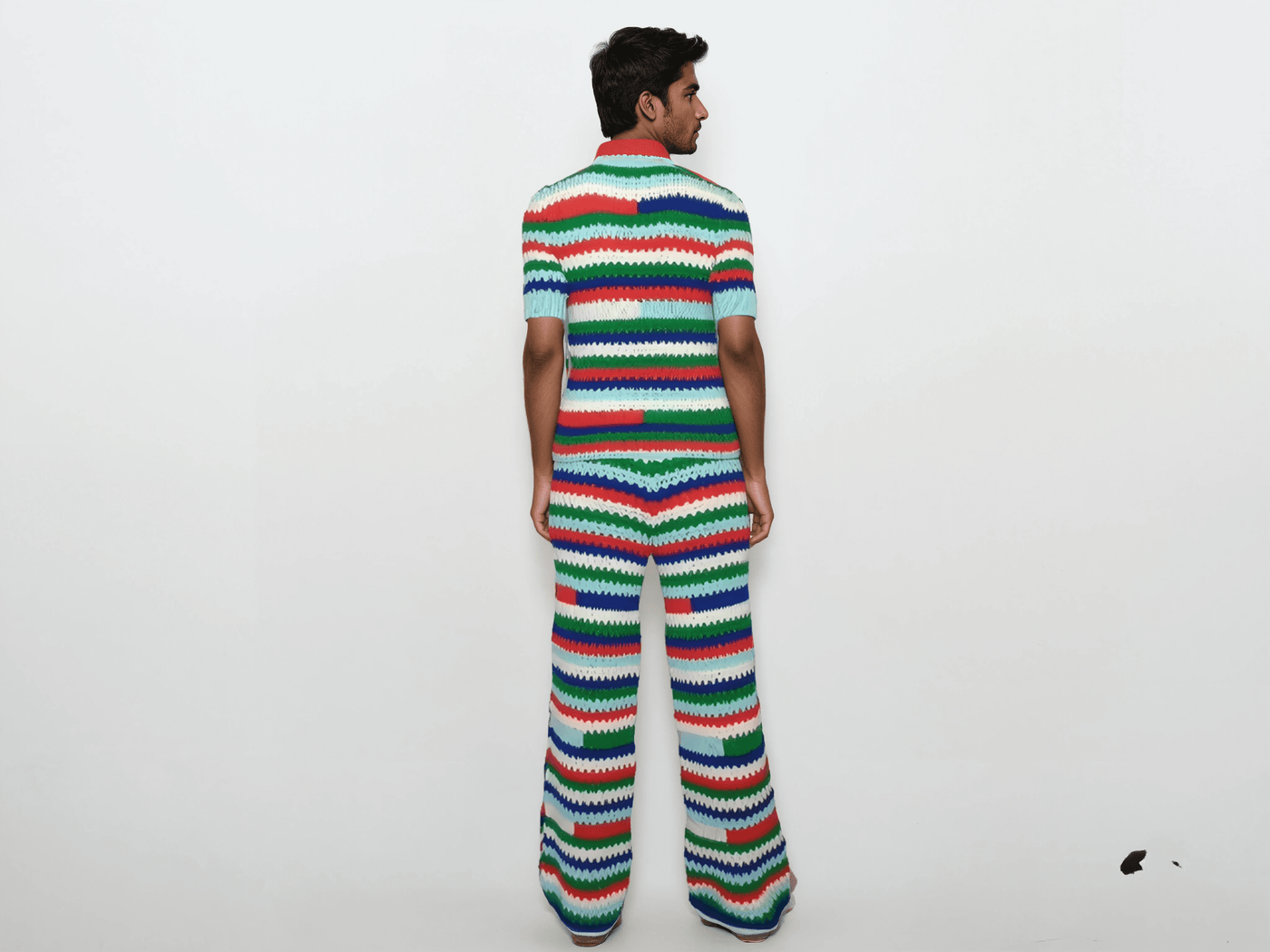 Retro Crochet Shirt & pants Set - Men's Summer