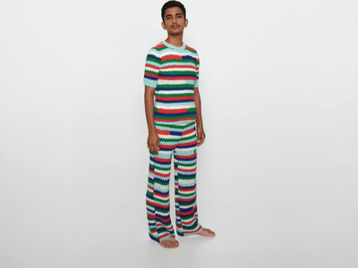 summer outfits men handmade Fashion Mens Outfits Knitted Stripe Crochet