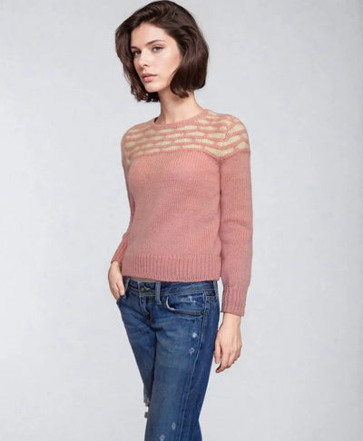 Honeycomb pink sweater from Promising Young Woman, made of mohair and acrylic, showcasing a stylish design and perfect fit.