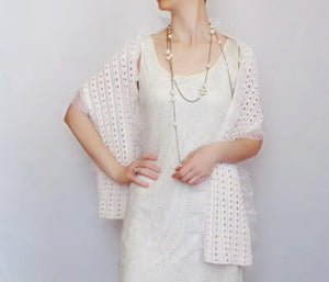 Ruffle Scarf Knit- Ivory Scarf for Wedding-Wedding Guest Wraps