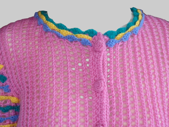 Crochet Striped Cardigan Rainbow - Women’s Knit Sweater