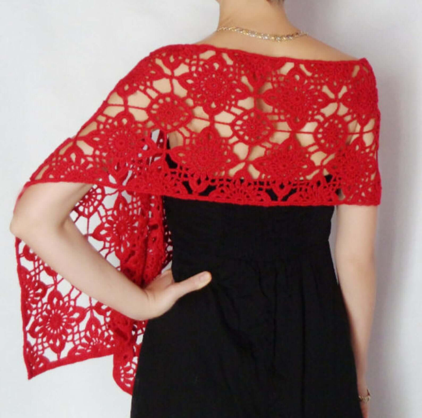 Lace Scarf Crochet-Red Lightweight Scarf-Summer Shawls for Women