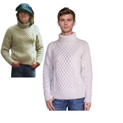 john lennon white  fisherman sweater hand knit