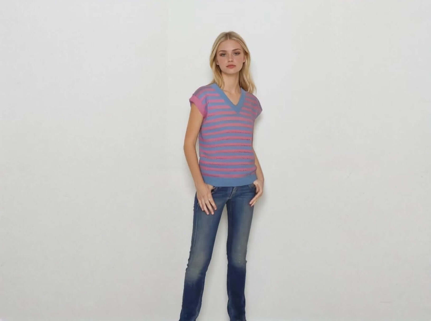 Enid Sinclair Striped Knit Sweater Vest – Inspired by Wednesday