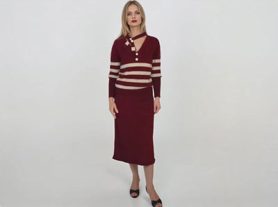 Red burgundy skirt set knitted -Bonnie Parker costume