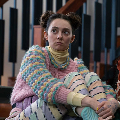 Crochet Striped Cardigan Rainbow - Women’s Knit Sweater