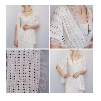 Ivory Bridal SCARF hand knit
